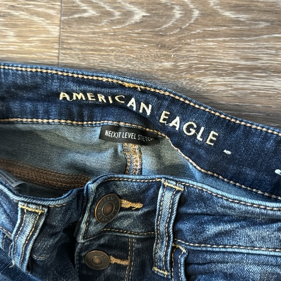 American Eagle high rise jeggings distressed button fly denims jeans women’s 4 - Picture 5 of 9